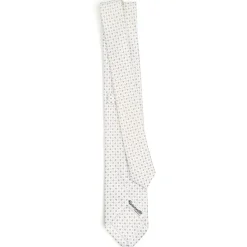 E.Marinella CRAVATTA SARTORIALE 7 CM IN SETA BIANCA Microfantasia fiore Best