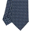 E.Marinella CRAVATTA SARTORIALE 7 CM IN SETA BLU SCURO Microfantasia fiore Online