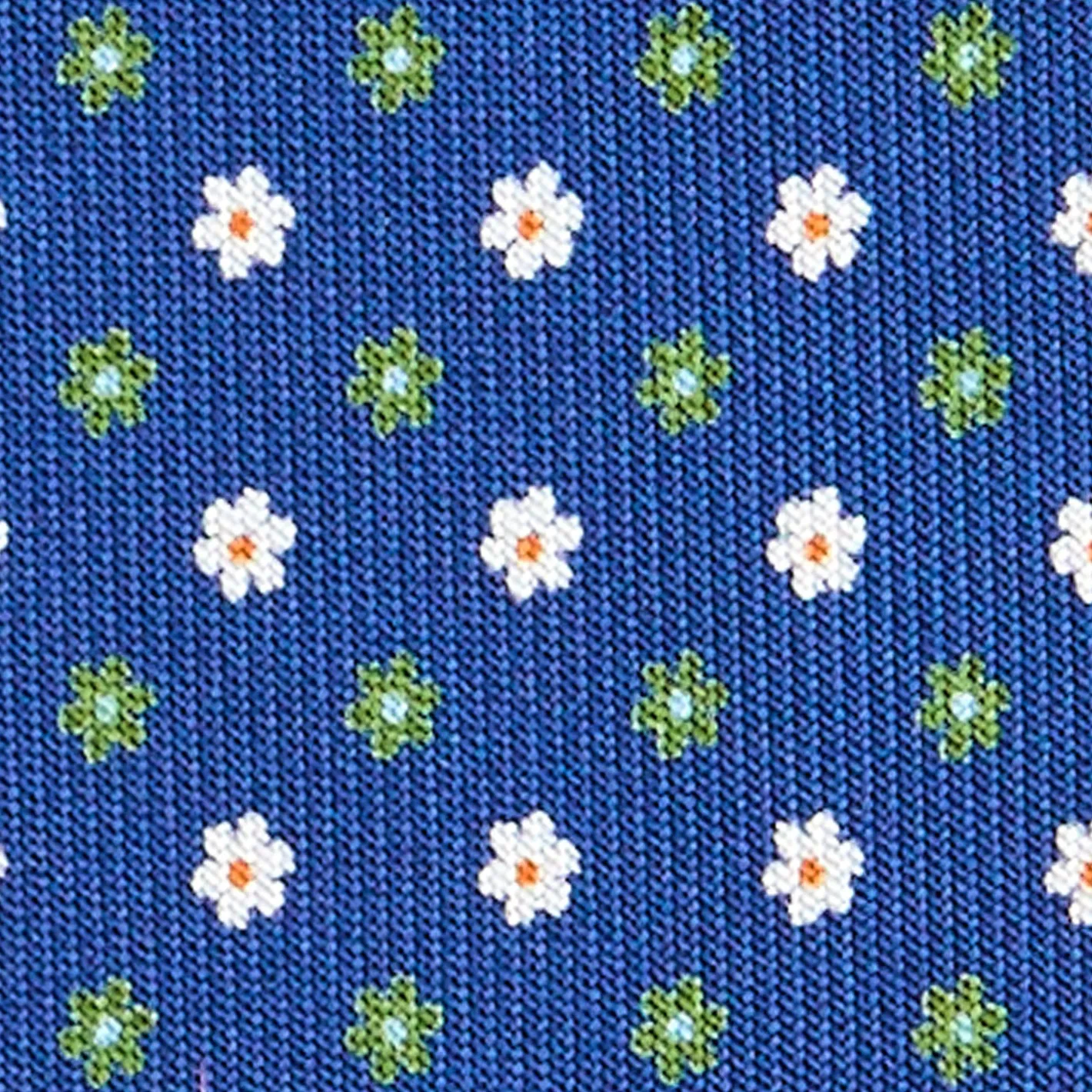 E.Marinella CRAVATTA SARTORIALE 7 CM IN SETA BLU Microfantasia fiore Best