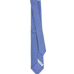 E.Marinella CRAVATTA SARTORIALE 7 CM IN SETA AZZURRO POLVERE Microfantasia fiore Outlet