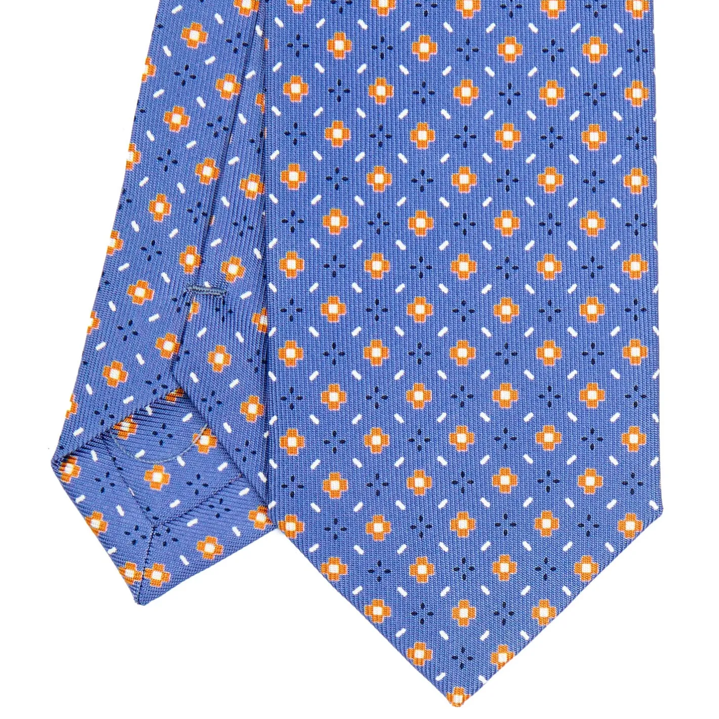 E.Marinella CRAVATTA SARTORIALE 7 CM IN SETA AZZURRO POLVERE Microfantasia fiore Discount