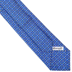 E.Marinella CRAVATTA SARTORIALE EXTRA LONG IN SETA BLUETTE Microfantasia fiore Clearance