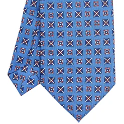 E.Marinella CRAVATTA SARTORIALE EXTRA LONG IN SETA AZZURRO POLVERE Collezione heritage Hot