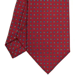 E.Marinella CRAVATTA SARTORIALE EXTRA LONG IN SETA BORDEAUX Microfantasia fiore New
