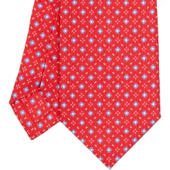 E.Marinella CRAVATTA SARTORIALE EXTRA LONG IN SETA ROSSA Microfantasia fiore Discount