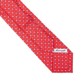 E.Marinella CRAVATTA SARTORIALE EXTRA LONG IN SETA ROSSA Microfantasia fiore Discount
