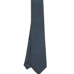 E.Marinella CRAVATTA SARTORIALE EXTRA LONG IN SETA BLU SCURO Microfantasia fiore Best