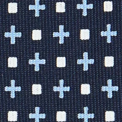 E.Marinella CRAVATTA SARTORIALE EXTRA LONG IN SETA BLU SCURO Microfantasia fiore Clearance