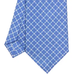 E.Marinella CRAVATTA SARTORIALE EXTRA LONG IN SETA AZZURRO POLVERE Microfantasia fiore New