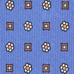 E.Marinella CRAVATTA SARTORIALE EXTRA LONG IN SETA AZZURRO POLVERE Microfantasia fiore Best