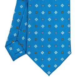 E.Marinella CRAVATTA SARTORIALE EXTRA LONG IN SETA BLU MEDIO Microfantasia fiore