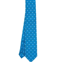 E.Marinella CRAVATTA SARTORIALE EXTRA LONG IN SETA BLU MEDIO Microfantasia fiore