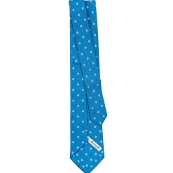 E.Marinella CRAVATTA SARTORIALE EXTRA LONG IN SETA BLU MEDIO Microfantasia fiore