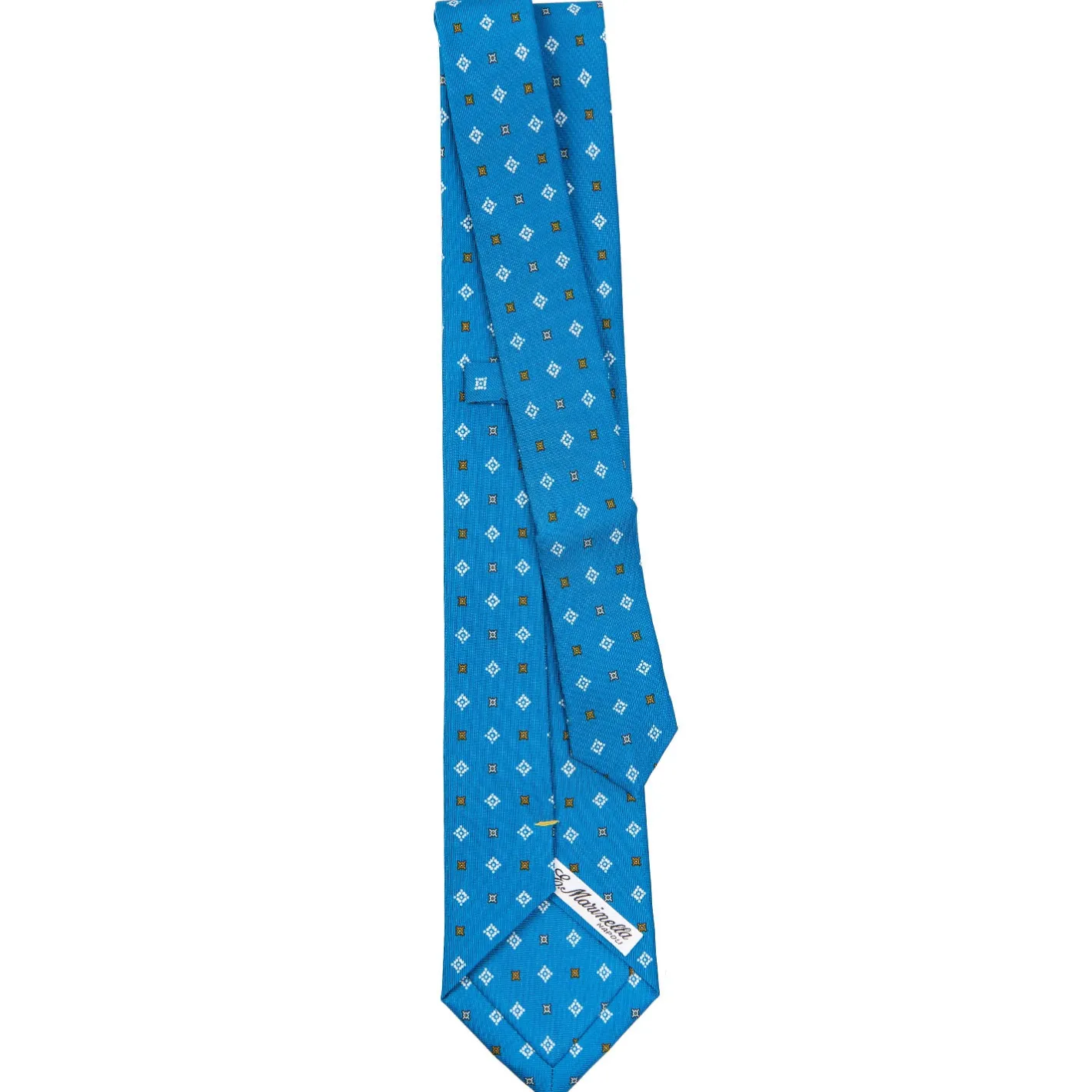 E.Marinella CRAVATTA SARTORIALE EXTRA LONG IN SETA BLU MEDIO Microfantasia fiore