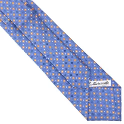 E.Marinella CRAVATTA SARTORIALE EXTRA LONG IN SETA AZZURRO POLVERE Microfantasia fiore