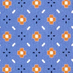 E.Marinella CRAVATTA SARTORIALE EXTRA LONG IN SETA AZZURRO POLVERE Microfantasia fiore