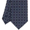 E.Marinella CRAVATTA SARTORIALE EXTRA LONG IN SETA BLU SCURO Microfantasia fiore Discount