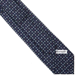E.Marinella CRAVATTA SARTORIALE EXTRA LONG IN SETA BLU SCURO Microfantasia fiore Discount