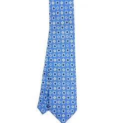 E.Marinella CRAVATTA SARTORIALE EXTRA LONG IN SETA AZZURRO POLVERE Collezione heritage Discount