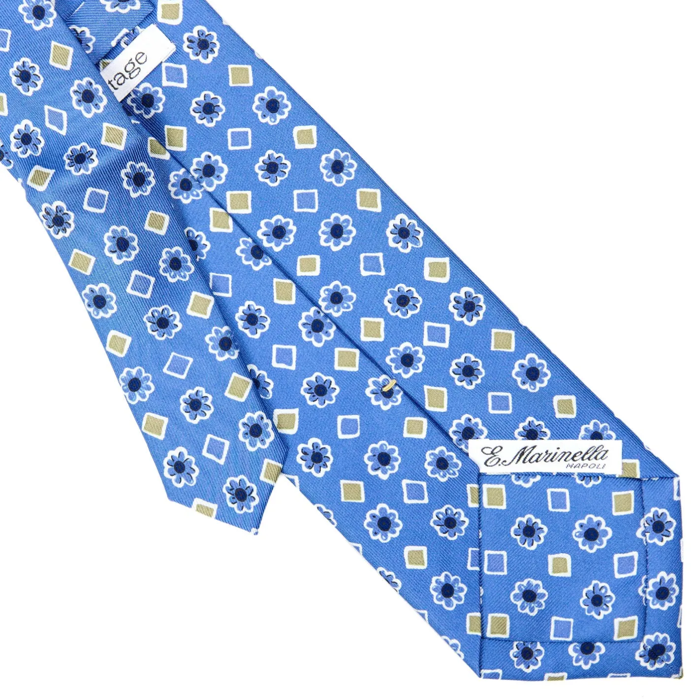 E.Marinella CRAVATTA SARTORIALE EXTRA LONG IN SETA AZZURRO POLVERE Collezione heritage Discount