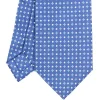 E.Marinella CRAVATTA SARTORIALE EXTRA LONG IN SETA AZZURRO POLVERE Microfantasia fiore