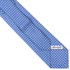 E.Marinella CRAVATTA SARTORIALE EXTRA LONG IN SETA AZZURRO POLVERE Microfantasia fiore