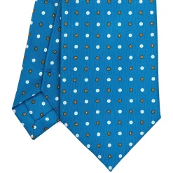 E.Marinella CRAVATTA SARTORIALE EXTRA LONG IN SETA BLU MEDIO Microfantasia fiore Outlet