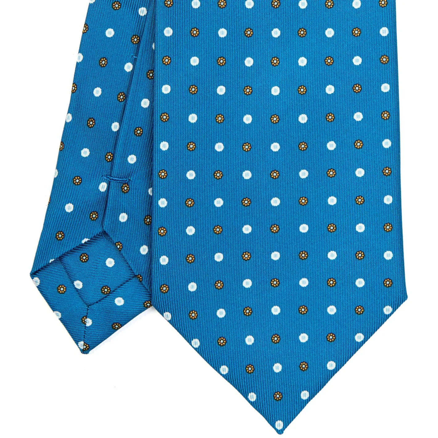E.Marinella CRAVATTA SARTORIALE EXTRA LONG IN SETA BLU MEDIO Microfantasia fiore Outlet