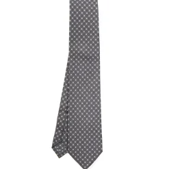 E.Marinella CRAVATTA SARTORIALE EXTRA LONG IN SETA GRIGIO SCURO Microfantasia fiore