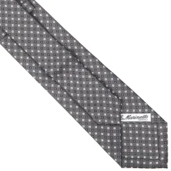 E.Marinella CRAVATTA SARTORIALE EXTRA LONG IN SETA GRIGIO SCURO Microfantasia fiore