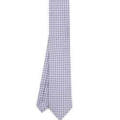 E.Marinella CRAVATTA SARTORIALE EXTRA LONG IN SETA GRIGIO CHIARO Microfantasia fiore New