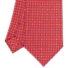 E.Marinella CRAVATTA SARTORIALE EXTRA LONG IN SETA ROSSA Microfantasia fiore Discount