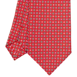 E.Marinella CRAVATTA SARTORIALE EXTRA LONG IN SETA ROSSA Microfantasia fiore Discount