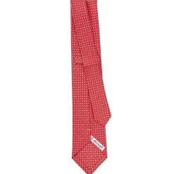 E.Marinella CRAVATTA SARTORIALE EXTRA LONG IN SETA ROSSA Microfantasia fiore Discount