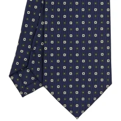E.Marinella CRAVATTA SARTORIALE EXTRA LONG IN SETA BLU SCURO Microfantasia fiore Sale