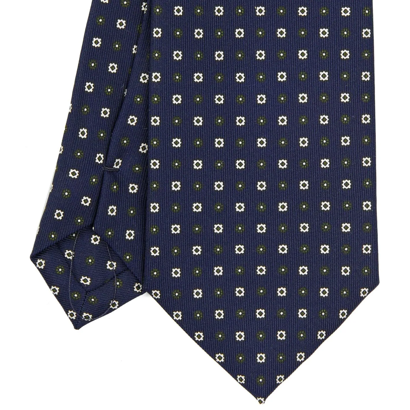 E.Marinella CRAVATTA SARTORIALE EXTRA LONG IN SETA BLU SCURO Microfantasia fiore Sale