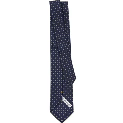E.Marinella CRAVATTA SARTORIALE EXTRA LONG IN SETA BLU SCURO Microfantasia fiore Sale