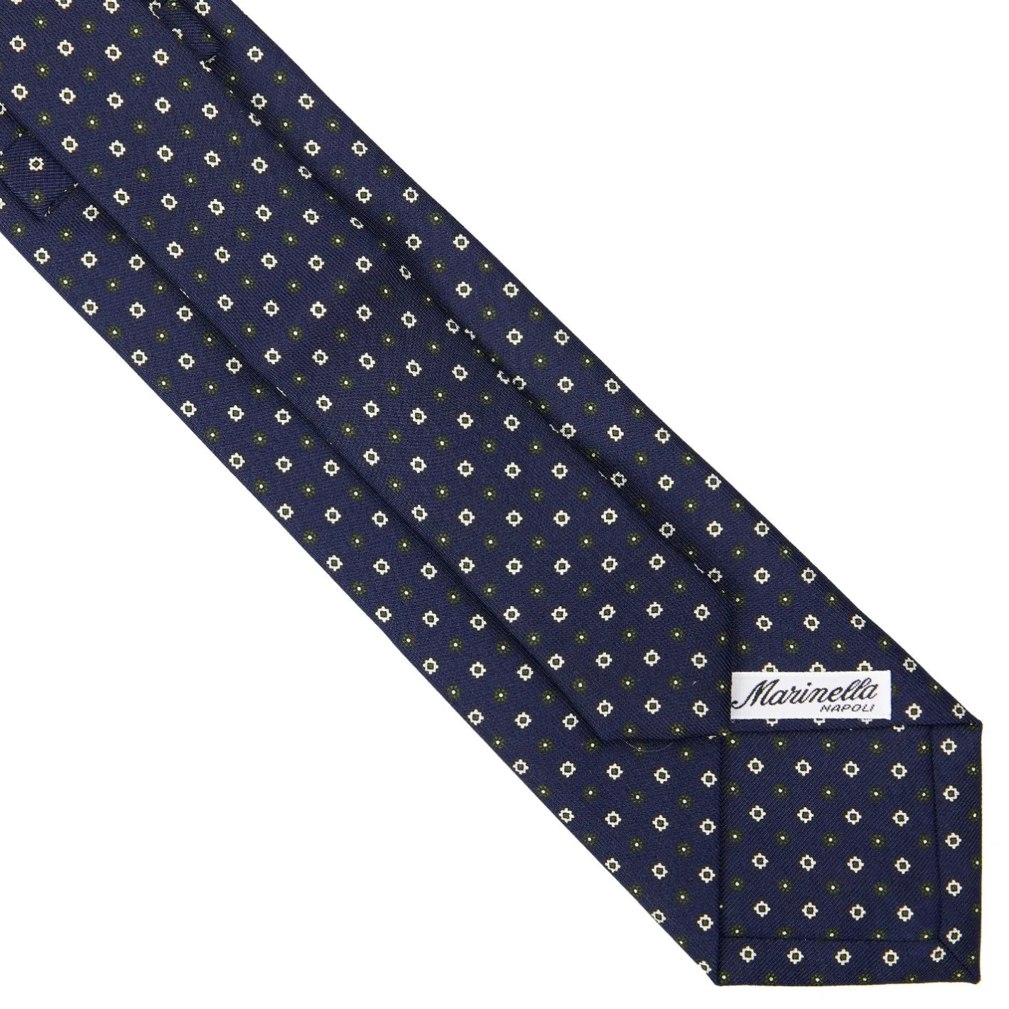 E.Marinella CRAVATTA SARTORIALE EXTRA LONG IN SETA BLU SCURO Microfantasia fiore Sale