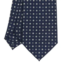 E.Marinella CRAVATTA SARTORIALE EXTRA LONG IN SETA BLU SCURO Microfantasia fiore Online