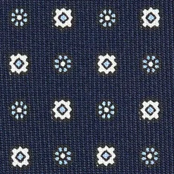 E.Marinella CRAVATTA SARTORIALE EXTRA LONG IN SETA BLU SCURO Microfantasia fiore Online