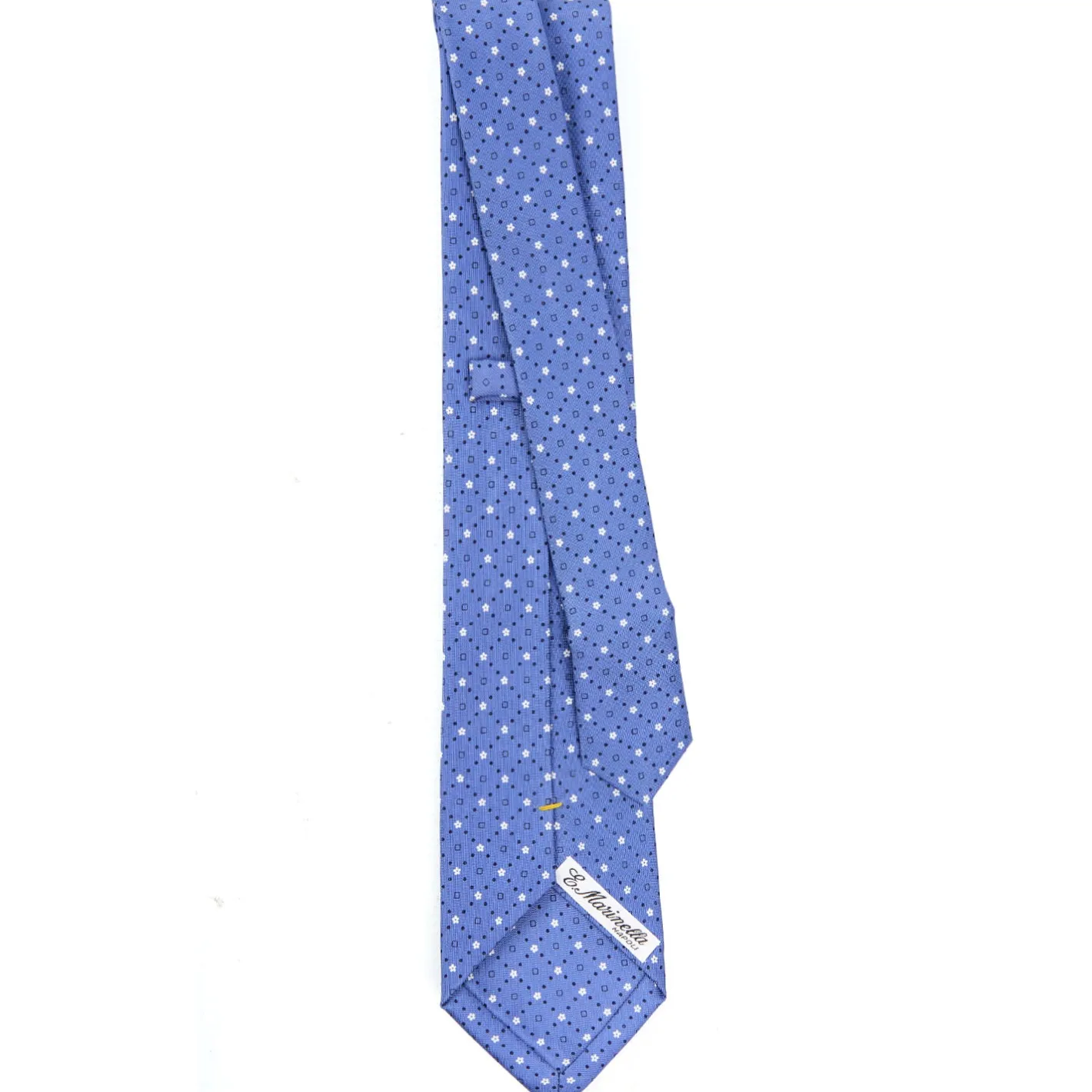 E.Marinella CRAVATTA SARTORIALE EXTRA LONG IN SETA AZZURRO POLVERE Microfantasia fiore Hot