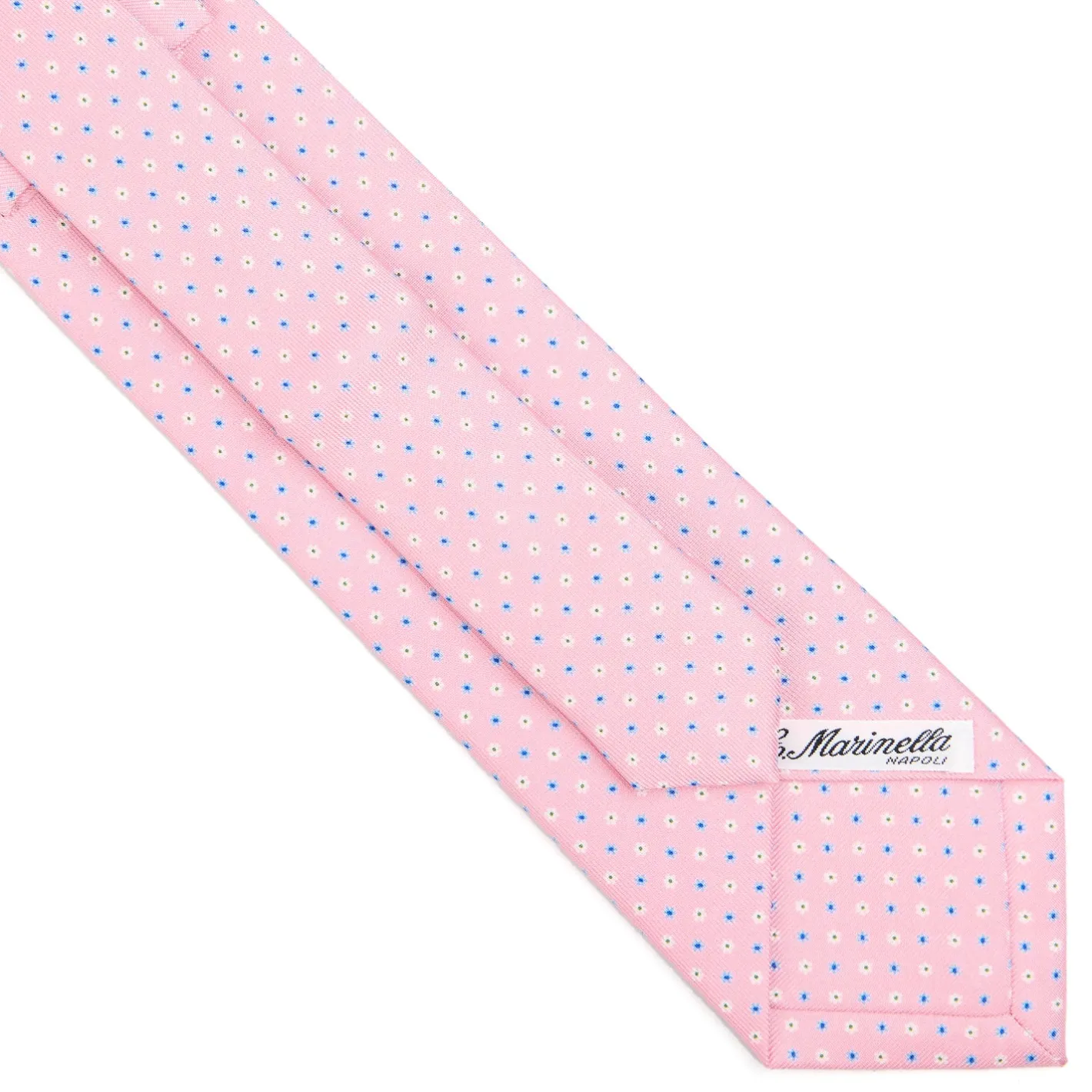 E.Marinella CRAVATTA SARTORIALE EXTRA LONG IN SETA ROSA Microfantasia fiore