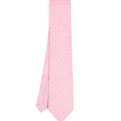 E.Marinella CRAVATTA SARTORIALE EXTRA LONG IN SETA ROSA Microfantasia fiore Discount