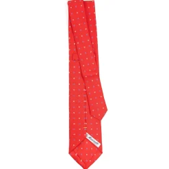 E.Marinella CRAVATTA SARTORIALE EXTRA LONG IN SETA ROSSA Microfantasia fiore
