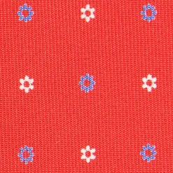E.Marinella CRAVATTA SARTORIALE EXTRA LONG IN SETA ROSSA Microfantasia fiore