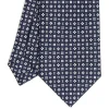 E.Marinella CRAVATTA SARTORIALE EXTRA LONG IN SETA BLU SCURO Microfantasia fiore Online