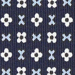 E.Marinella CRAVATTA SARTORIALE EXTRA LONG IN SETA BLU SCURO Microfantasia fiore Online