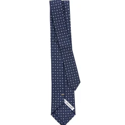 E.Marinella CRAVATTA SARTORIALE EXTRA LONG IN SETA BLU SCURO Microfantasia fiore Online