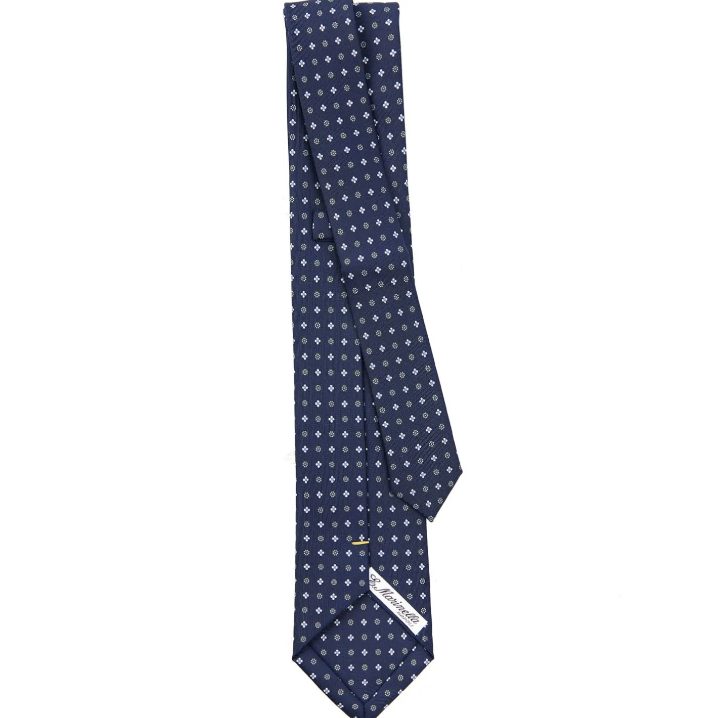 E.Marinella CRAVATTA SARTORIALE EXTRA LONG IN SETA BLU SCURO Microfantasia fiore Online