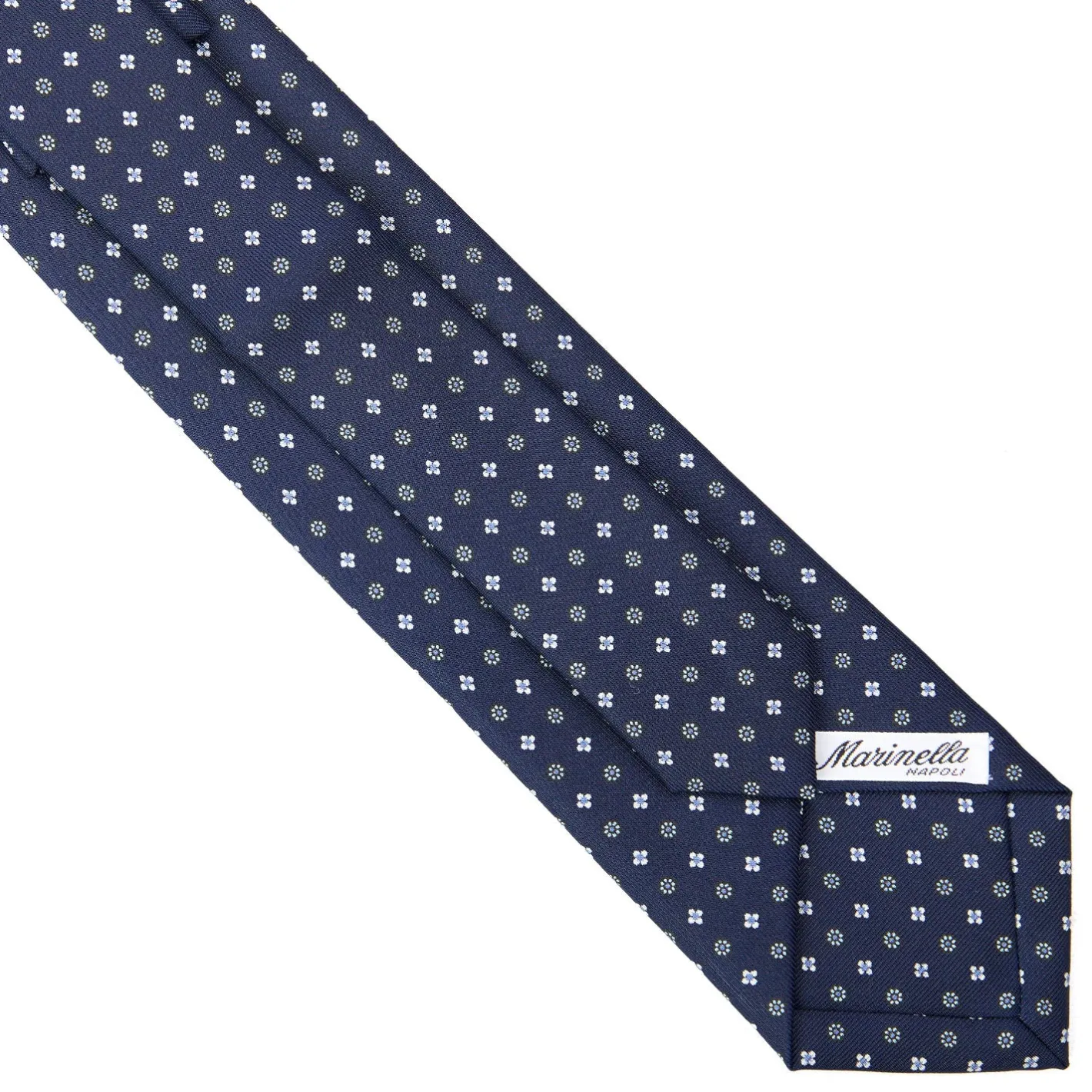 E.Marinella CRAVATTA SARTORIALE EXTRA LONG IN SETA BLU SCURO Microfantasia fiore Online
